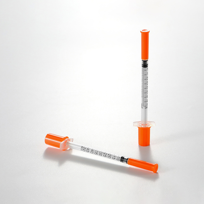 Disposable Medical Sterile Colored Insulin Syringe with Orange Cap